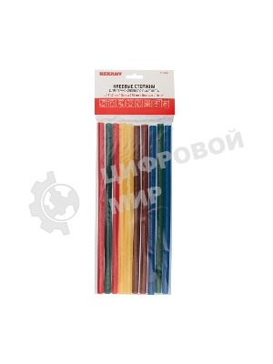 Клеевые стержни Rexant, Ø11 мм, 270 мм, цветные, 10 шт., хедер