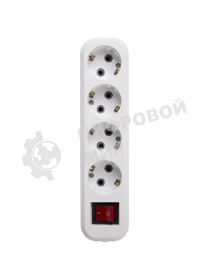 Колодка 4 гнезда Rexant с кнопкой c заземлением