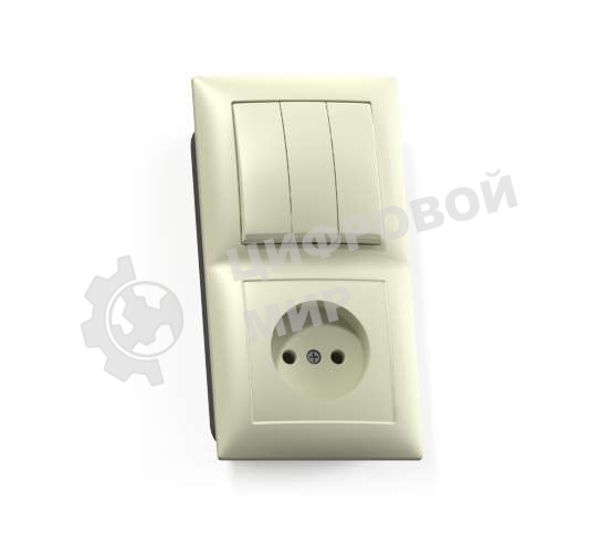 Блок Кунцево-Электро СП БКВР-410 Селена (3-кл. выкл. + розетка) сл. кость