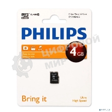 Флеш карта microSD 4Gb PHILIPS microSDHC Class 10