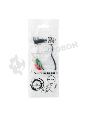 Кабель аудио сигнала Cablexpert, Jack3.5 нушники + 3.5 микрофон-> Jack3.5 4pin, длина 20 см, черный