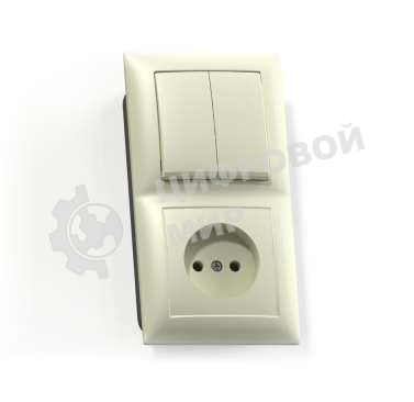 Блок Кунцево-Электро СП БКВР-409 Селена (2-кл. выкл. + розетка) сл. кость
