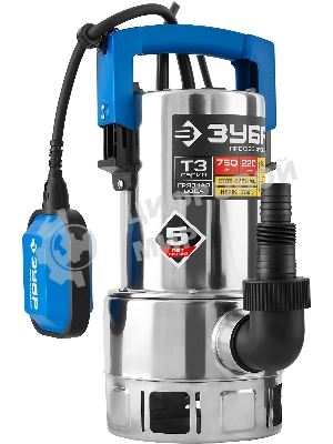 Насос ЗУБР НПГ-Т3-750-С профессионал т3 погружной дренажный для грязной воды d частиц до 35мм 750В