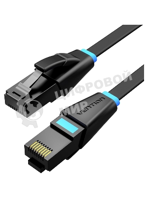 Патч-корд Vention прямой UTP cat.6, RJ45 - 8м. плоский черный