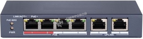 Коммутатор HiWatch DS-S604P неуправляемый