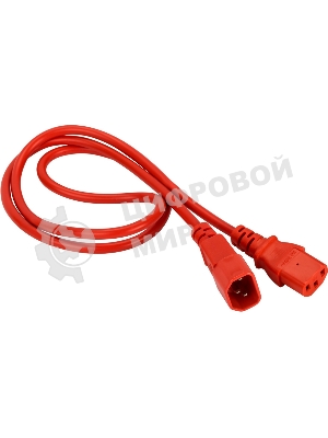 Шнур питания Lanmaster LAN-PP13/14-1.5-RD C13-С14 проводник.:3x0.75мм2 1.5м 220В 10А красный