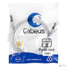 Шнур коммутационный Cabeus, cat.6, экр., F/UTP, RJ45/RJ45, LSZH, AWG24, 1м, серый