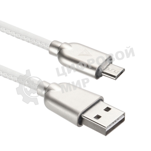 Кабель USB ACD-Allure MicroUSB - USB-A Кожа, 1м, белый