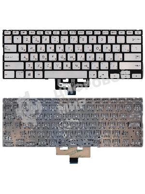 Клавиатура для ноутбука Asus ZenBook UX433FA серебристая с подсветкой