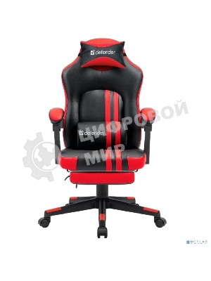 Кресло Defender DIABLO BLACK/RED черный/красный, экокожа, подставка для ног