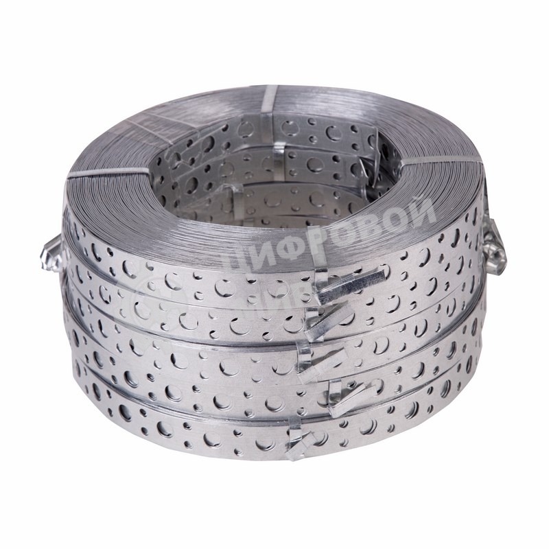 Лента полоса монтажная оцинкованная, перфорированная прямая Rexant, 20х0,70 мм, рулон 25 м