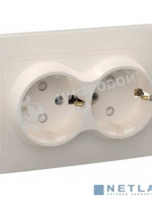 Розетка 2-м СП Кварта 16А РС12-3-ККм с заземл. IP20 крем. ИЭК ERK24-K33-16-DM