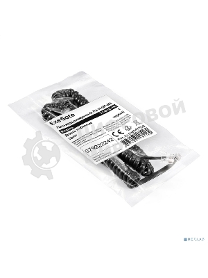 Патч-корд телефонный ExeGate TC4P4C-4M (шнур для телефонной трубки, витой, RJ-10 (4P-4C), 4м, черный)