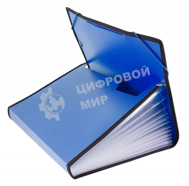 Папка на резинке Бюрократ -BPR13LBLUE 13 отделений, A4 с окантовкой, пластик, 0.7мм, синий
