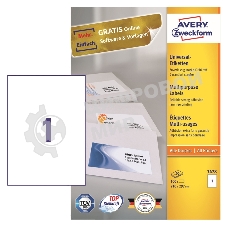 Этикетки Avery Zweckform 3478 A4 70x210мм 297шт на листе/70г/м2/100л./белый матовое самоклей. универсальная