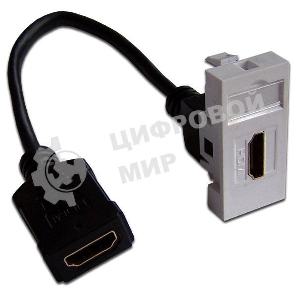 Вставка Mosaic 22.5x45 , адаптер в комплекте HDMI с удлинителем, мама-мама, белая