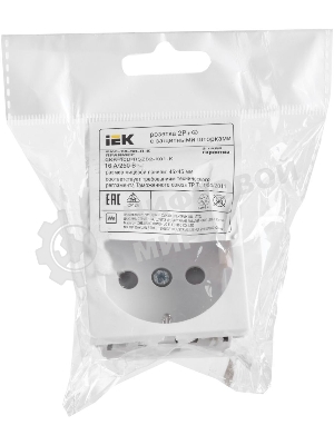 Розетка IEK (CKK-40D-RSZB2-K01-K) РКС-20-30-П-К Розетка с з/к 2к (на 2 модуля) ПРАЙМЕР белая
