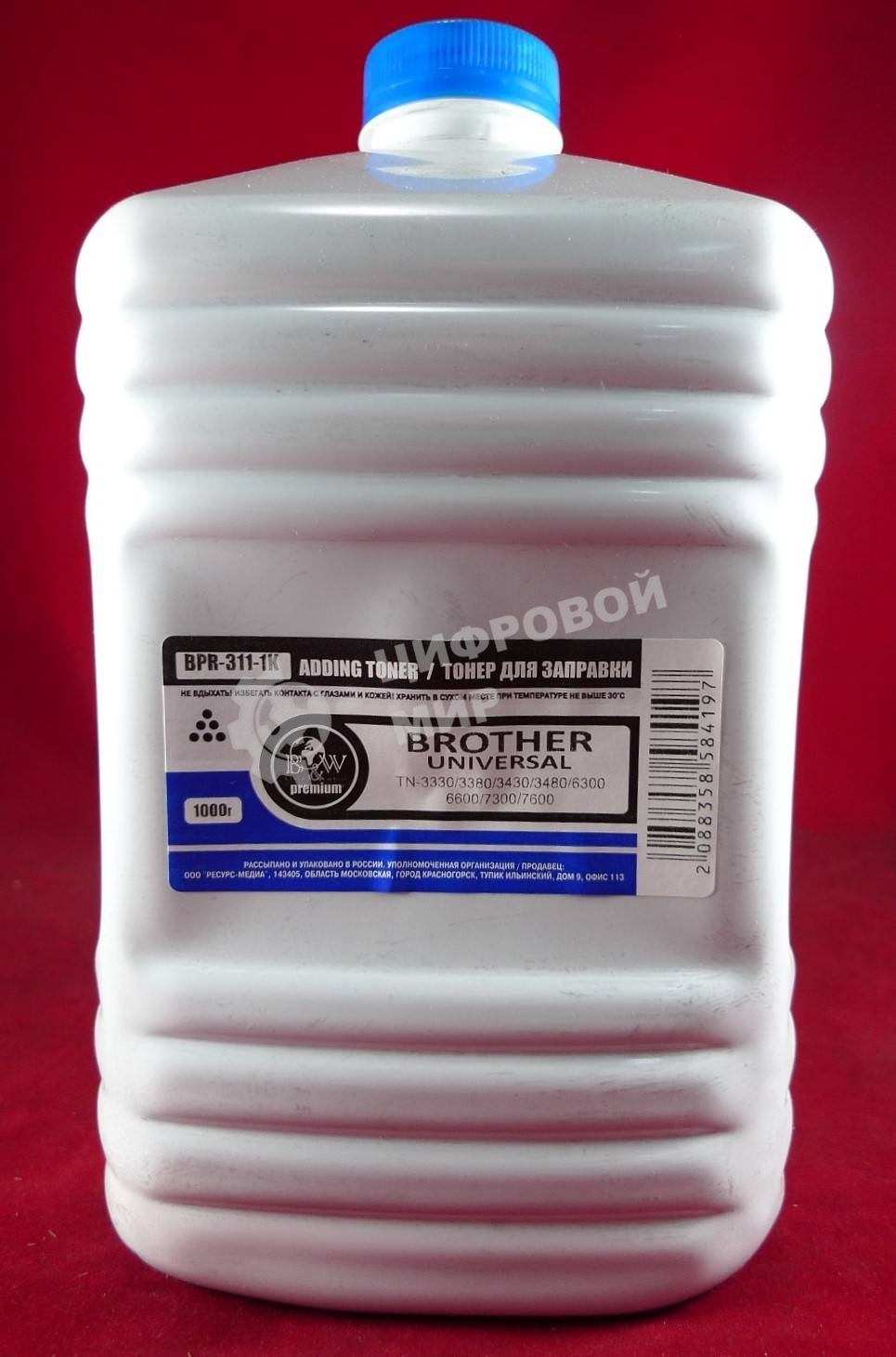 Тонер Brother Universal (TN-3330/3380/3430/3480/6300/6600/7300/7600)(кан. 1кг) B&W Premium (Tomoegawa) фас. Россия