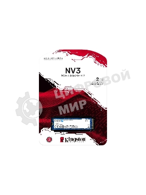 Накопитель SSD Kingston NV3, 2000Gb, M.2 2280, PCIe 4.0 x4, NVMe, R/W 6000/5000