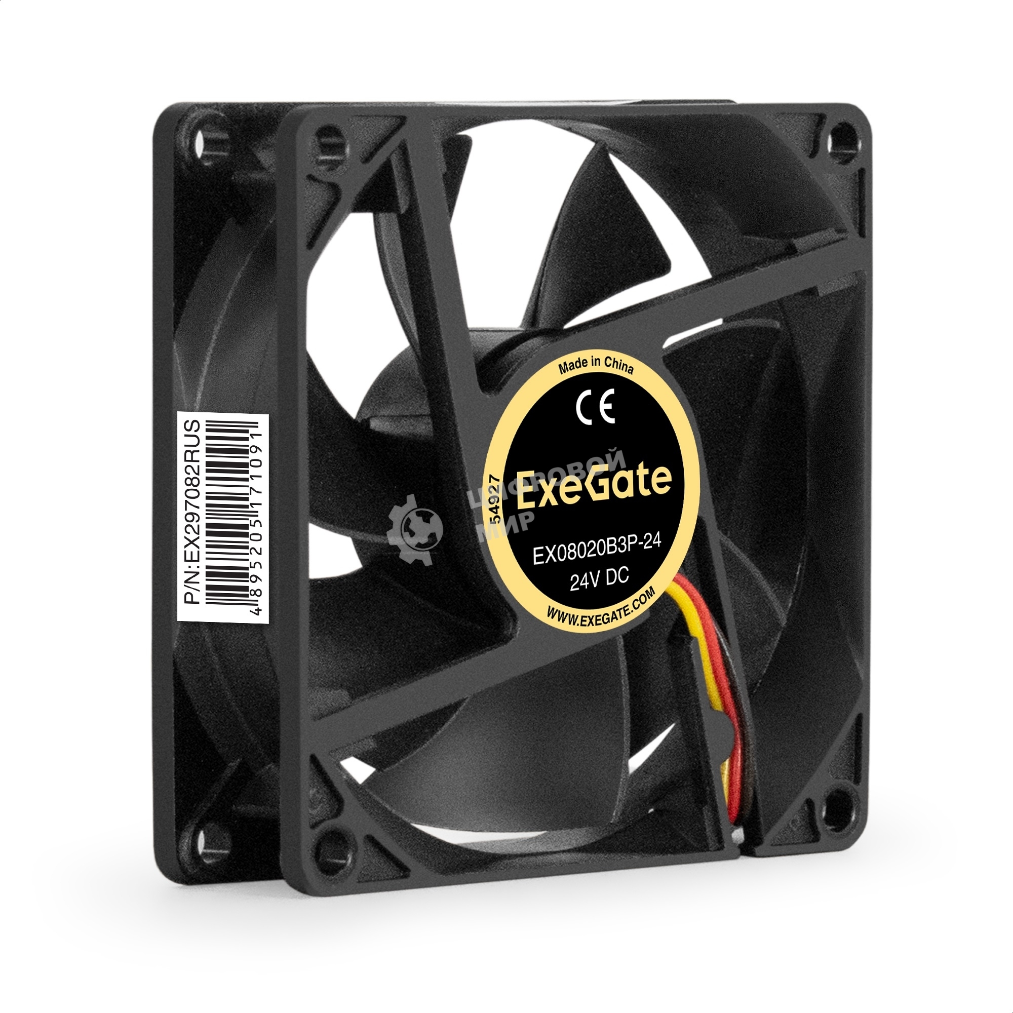 Вентилятор для корпуса ExeGate EX08020B3P-24 черный, 80 мм, 4000 об/мин, 42.3 дБ, 3 pin