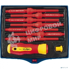Отвертка Сибртех со сменными жалами диэлектрическая до 1000в 9 предметов crv