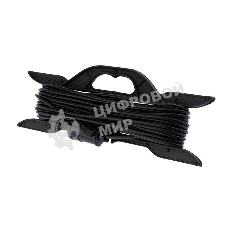 Удлинитель-шнур на рамке PROconnect ПВС 2х0.75, 20 м, б/з, 6 А, 1300 Вт, IP20, черный