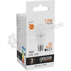 Лампа светодиодная Gauss Elementary 12Вт цок.:E27 груша 220B 3000K св.свеч.бел.теп. A60 (упак.:10шт)