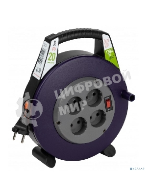 Удлинитель силовой ЭРА BPx-4-2x0,75-20m в закрытом корпусе без заземления с выключателем 4 розетки 20 м ПВС 2x0,75мм2 6А