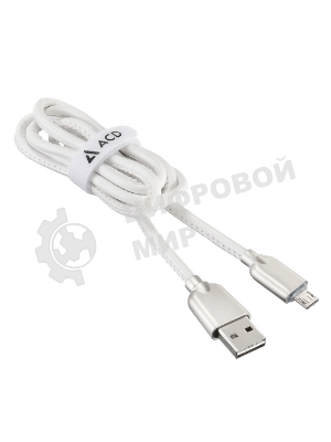 Кабель USB ACD-Allure MicroUSB - USB-A Кожа, 1м, белый