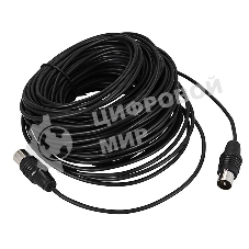 ВЧ кабель, ТВ гнездо - ТВ штекер, длина 25 метров, чeрный Rexant