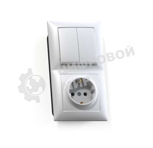 Блок Кунцево-Электро СП БКВР-412 Селена (2-кл. выкл. + розетка с заземл.) белый