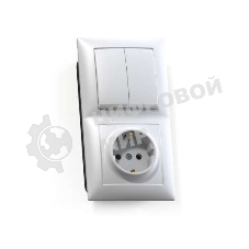Блок Кунцево-Электро СП БКВР-412 Селена (2-кл. выкл. + розетка с заземл.) белый
