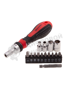 Отвертка реверсивная Matrix с набором бит и насадок торцевых, CrV,1/4