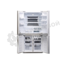 Холодильник Sharp SJGX98PWH белое стекло четырехкамерный 394/211л морозилка снизу, No Frost, Side by Side