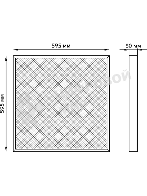 Светильник светодиодный Gauss MIR 595х595х50 35Вт 3500лм 4000К IP40 офисный встраив. накладной с рассеив. призма (аналог ЛВО)