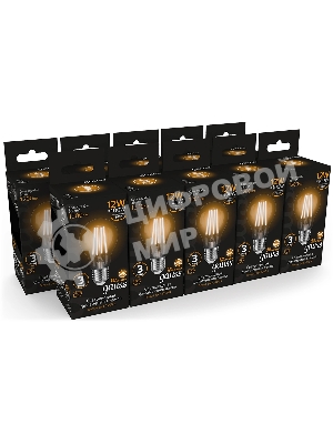 Лампа светодиодная Gauss Filament 102902112 12Вт цок.: E27 груша 185B св. свеч. белый теп. грушевидная (упак.: 10 шт)