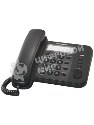 Телефон проводной Panasonic KX-TS2352RUB черный индикатор вызова,порт для доп. телеф. оборуд.,4 уровня громкости звонка