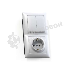 Блок Кунцево-Электро СП БКВР-421 Селена (2-кл. выкл. и индик.+ розетка с заземл.) белый