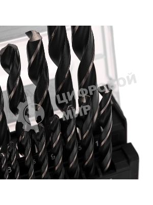 Набор сверл по металлу Kranz 1-10 мм (через 0,5 мм), 19 шт. HSS 4241 Ш/Х