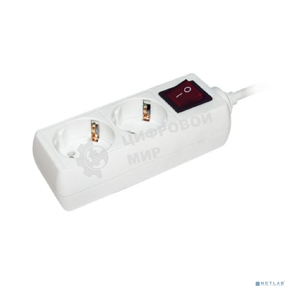 Удлинитель 2х3 м с заземл. 16А IP20 У02К с выкл. 2P+PE IEK WYP10-16-02-03-ZK-N