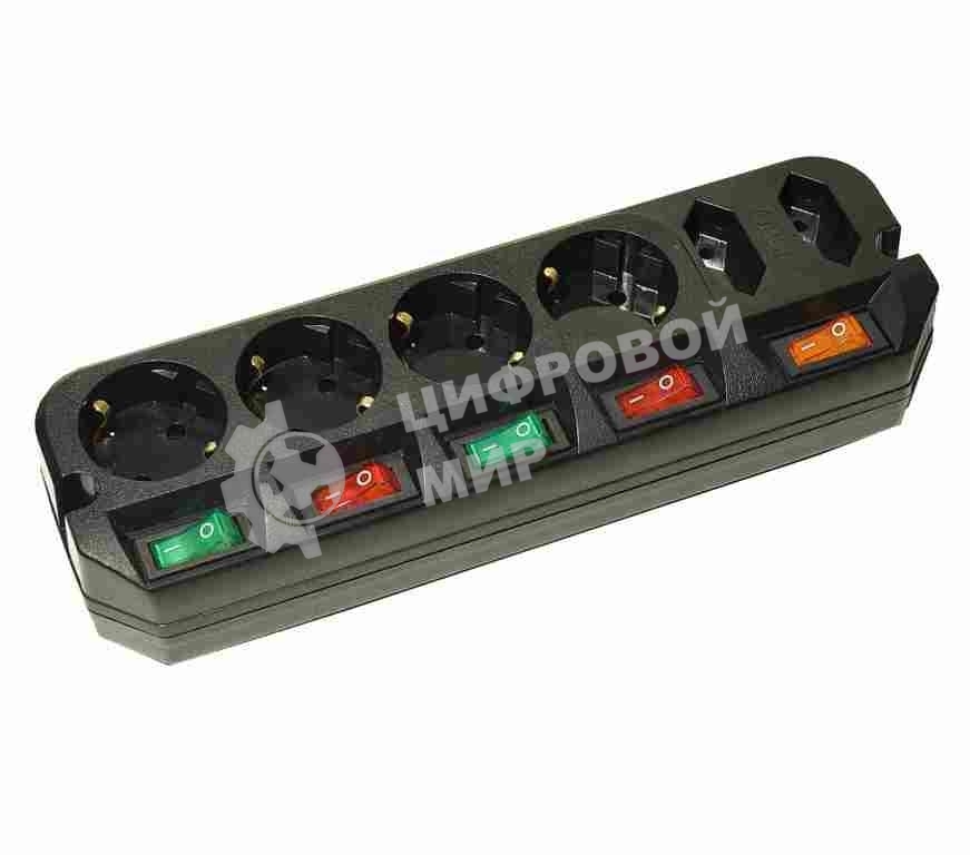 Сетевой удлинитель Most A16 3 м (6 розеток) черный (пакет ПЭ)