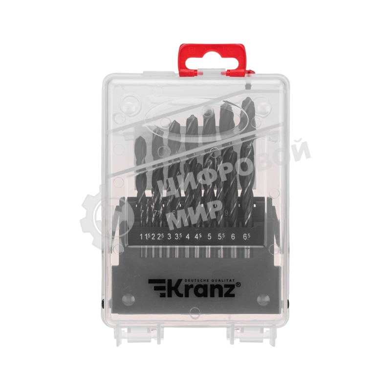 Набор сверл по металлу Kranz 1-10 мм (через 0,5 мм), 19 шт. HSS 4241 Ш/Х