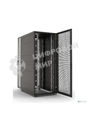 Шкаф серверный ПРОФ напольный 48U (800x1000) дверь перфорированная 2 шт., черный, в сборе (ШТК-СП-48.8.10-44АА-9005)