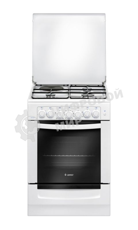 Плита комбинированная Gefest ПГЭ 6112-02 белый, конфорок 4 шт, духовка 55 л, 60 см x 85 см x 60 см