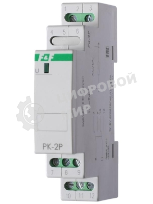 Реле промежуточное PK-2P/Un (монтаж на DIN-рейке 35мм 24В AC/DC 2х8А 2P IP20) F&F EA06.001.008