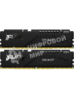 Оперативная память Kingston Fury Beast, DDR5, 16GB (2x8GB), 5600MHz, CL40, DIMM, с радиаторами, черный