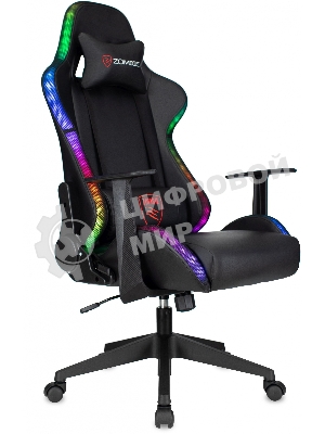 Кресло ZOMBIE GAME RGB черный, экокожа, 120 кг, подголовник, механизм качания