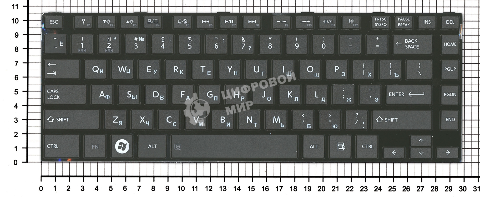 Клавиатура для ноутбука Toshiba L800 L830 черная с черной рамкой