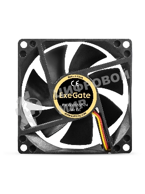 Вентилятор для корпуса ExeGate EX08025B3P-24 черный, 80 мм, 2900 об/мин, 30.6 дБ, 3 pin