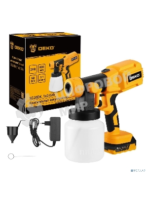 Краскопульт электрический аккумуляторный DEKO SG20DK, 20В, 800 мл, 1x3.0А·ч 083-1133